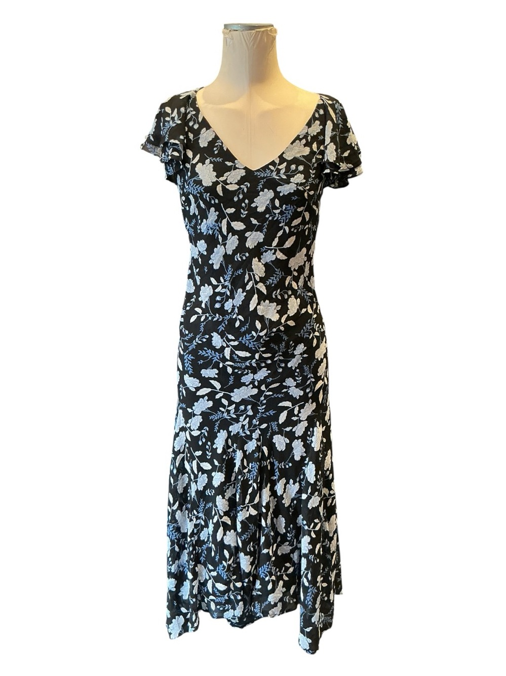 Vintage Y2K Laura Vneck Butterfly Floral Print Maxi Dress